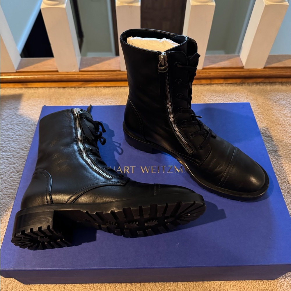 Stuart Weitzman “Andre” black leather zip bootie, size 6, worn once
